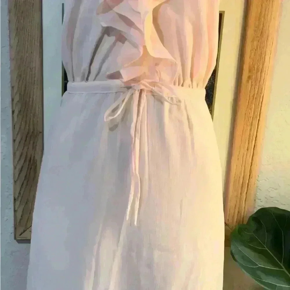 Chelsea28 Ruffle Trim Chiffon Dress Light Pink Creole Midi Dress-Orig$190 - Picture 10 of 16